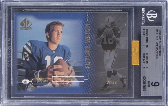 1998 SP Authentic #14 Peyton Manning Rookie Card (#1489/2000) - BGS MINT 9 - MBA Gold Diamond Certified 